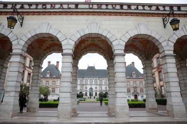 This photograph shows a general view of the Theatre de la Cite Internationale in Paris on April 11, 2026. (Photo by Ian LANGSDON / AFP)