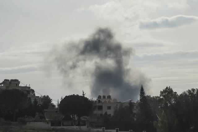 Smoke rises from the site of an Israeli airstrike in the southern Lebanese village of al Kfour on April 11, 2026. The Israeli military said on April 11 it had struck more than 200 Hezbollah targets in Lebanon within the last 24 hours, among them rocket launchers. (Photo by Abbas Fakih / AFP)