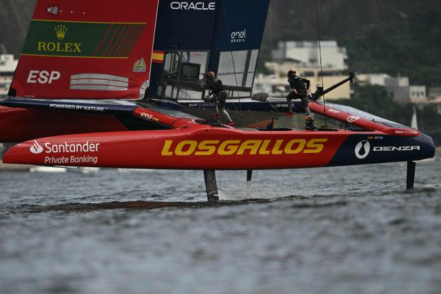 Spain's team competes during the Rio 2026 SailGP race day 1, in Guanabara Bay in Rio de Janeiro, Brazil on April 11, 2026. (Photo by Mauro PIMENTEL / AFP)