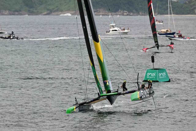 Australia's team competes during the Rio 2026 SailGP race day 1, in Guanabara Bay in Rio de Janeiro, Brazil on April 11, 2026. (Photo by Pablo PORCIUNCULA / AFP)