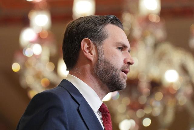 Vice President JD Vance speaks during a news conference after meeting with representatives from Pakistan and Iran in Islamabad on April 12, 2026. Top-level peace talks between the United States and Iran entered a second day early April 12, as Washington piled pressure by saying it had sent minesweeping ships through the vital Strait of Hormuz. (Photo by Jacquelyn MARTIN / POOL / AFP)