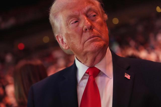 US President Donald Trump attends UFC 327: Jiri Prochazka vs Carlos Ulberg at Kaseya Center in Miami, on April 11, 2026. (Photo by Julia Demaree Nikhinson / POOL / AFP)