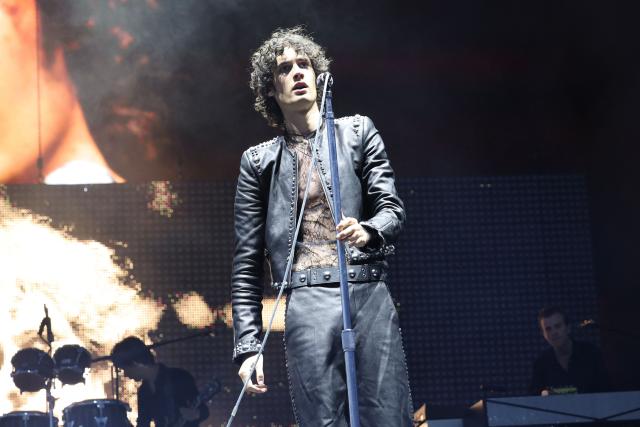 US singer songwriter Sombr performs on the Outdoor Theatre stage during the 2026 Coachella Valley Music and Arts Festival in Indio, California on April 11, 2026. (Photo by VALERIE MACON / AFP)
