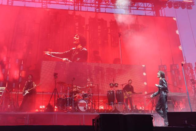 US singer songwriter Sombr performs on the Outdoor Theatre stage during the 2026 Coachella Valley Music and Arts Festival in Indio, California on April 11, 2026. (Photo by VALERIE MACON / AFP)