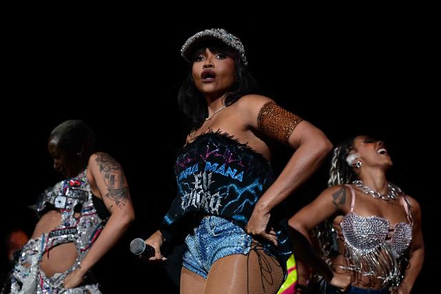 Brazilian singer Gaby Amarantos performs on stage during the Queremos music festival at the Circo Voador in Rio de Janeiro, Brazil on April 12, 2026. (Photo by Pablo PORCIUNCULA / AFP)