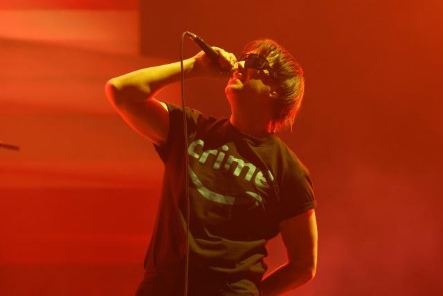 US singer/songwriter Julian Casablancas from the Strokes performs on the Coachella stage during the 2026 Coachella Valley Music and Arts Festival in Indio, California on April 11, 2026. (Photo by VALERIE MACON / AFP)