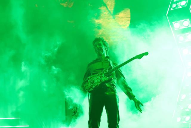 US musician Albert Hammond Jr. from the Strokes performs on stage during 2026 Coachella Valley Music and Arts Festival at Empire Polo Club on April 11, 2026 in Indio, California. (Photo by VALERIE MACON / AFP)