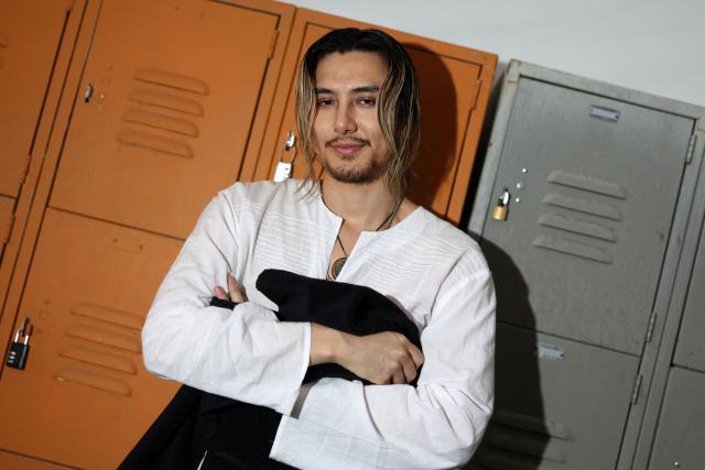 Japanese singer-songwriter-musician Fujii Kaze poses during the 2026 Coachella Valley Music and Arts Festival in Indio, California on April 11, 2026. (Photo by VALERIE MACON / AFP)