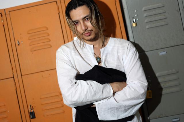 Japanese singer-songwriter-musician Fujii Kaze poses during the 2026 Coachella Valley Music and Arts Festival in Indio, California on April 11, 2026. (Photo by VALERIE MACON / AFP)