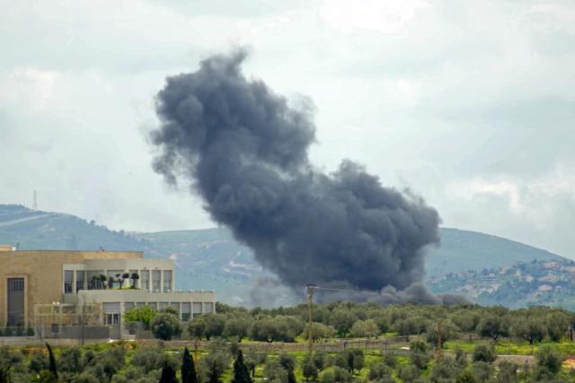 Smoke rises from the site of an Israeli strike that targeted the southern Lebanese village of Nabatieh al Faouka, on April 12, 2026. Lebanese authorities said on April 11 that Israeli strikes have killed 2,020 people since the start of the war between Israel and Iran-backed Hezbollah last month. (Photo by Abbas FAKIH / AFP)