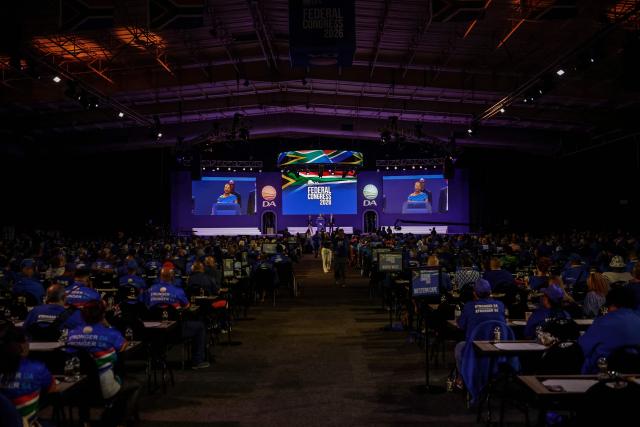 Delegates attend a session on the second day of the Democratic Alliance (DA) Federal Congress at the Gallagher Convention Centre in Midrand on April 12, 2026. (Photo by ILARIA FINIZIO / AFP)