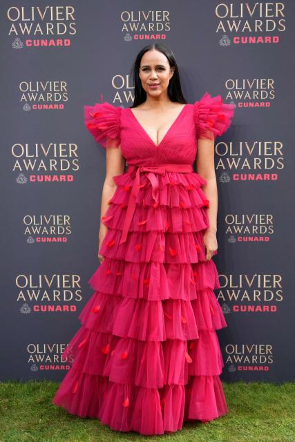 British actress Zawe Ashton poses on the green carpet upon arrival to attend The Olivier Awards at the Royal Albert Hall in central London on April 12, 2026. (Photo by CARLOS JASSO / AFP)
