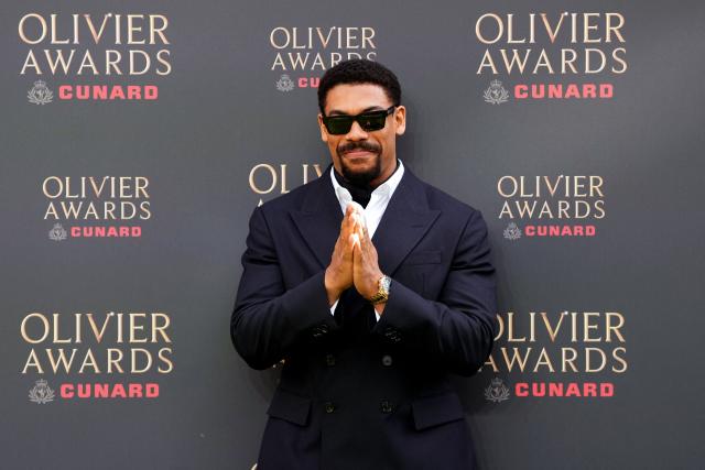 British actor Aaron Pierre poses on the green carpet upon arrival to attend The Olivier Awards at the Royal Albert Hall in central London on April 12, 2026. (Photo by CARLOS JASSO / AFP)