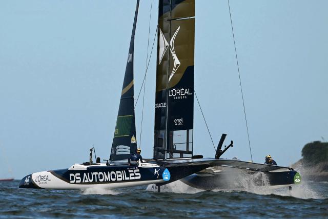 France's team competes during race day two of the Rio 2026 SailGP in Guanabara Bay, Rio de Janeiro, Brazil, on April 12, 2026. (Photo by Pablo PORCIUNCULA / AFP)