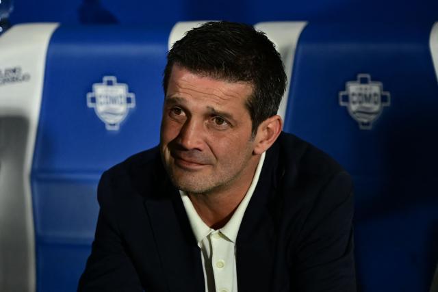 Inter Milan's Romanian coach Cristian Chivu looks on ahead of the Italian Serie A football match between Como and Inter Milan at the Giuseppe Sinigaglia Stadium in Como on April 12, 2026. (Photo by Piero CRUCIATTI / AFP)