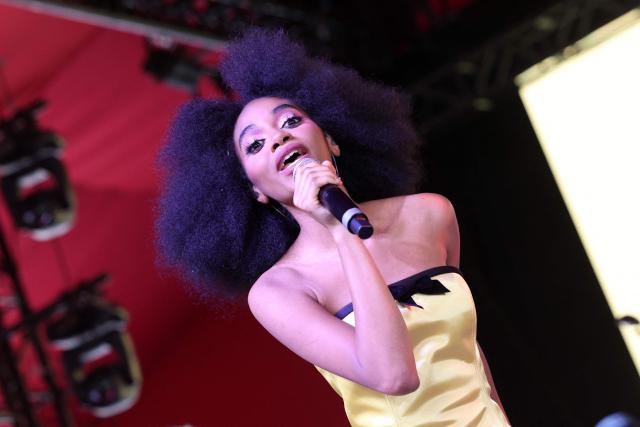 British singer-songwriter Flowerovlove performs during the 2026 Coachella Valley Music and Arts Festival in Indio, California, on April 12, 2026. (Photo by VALERIE MACON / AFP)