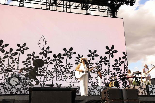 US singer-songwriter Gigi Perez performs on stage during 2026 Coachella Valley Music and Arts Festival at Empire Polo Club in Indio, California, on April 12, 2026. (Photo by VALERIE MACON / AFP)
