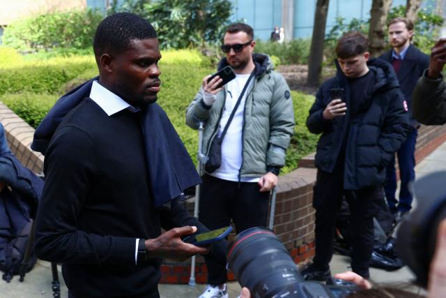 Former Arsenal midfielder Thomas Partey departs following his hearing at the Southwark Crown Court in London on April 13, 2026. Partey, who now plays for Spanish club Villarreal, was charged in February with two further counts of rape. (Photo by Toby Shepheard / AFP)