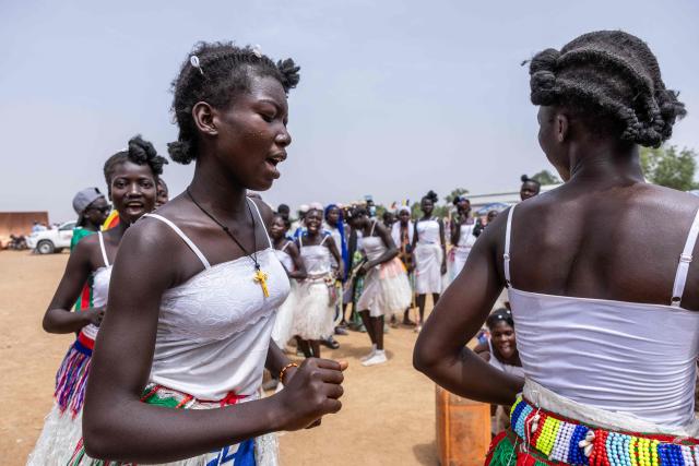 TOPSHOT - A group of Chadian dancers from the Massa people perform a Guruna, a traditional Massa dance, during the Tokna Massana Festival in Bongor on April 9, 2026. The culture of the Massa people was celebrated at the 10th edition of the Tokna Massana festival.
This year's celebration took on a special significance following the inscription last December of Guruna, a Massa pastoral initiation ritual, on UNESCO's list of intangible cultural heritage. (Photo by Joris Bolomey / AFP)