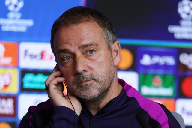 Barcelona's German coach Hans-Dieter Flick gives a press conference on the eve of their UEFA Champions League quarter final second leg football match against FC Barcelona at Metropolitano Stadium in Madrid, on April 13, 2026. (Photo by Thomas COEX / AFP)