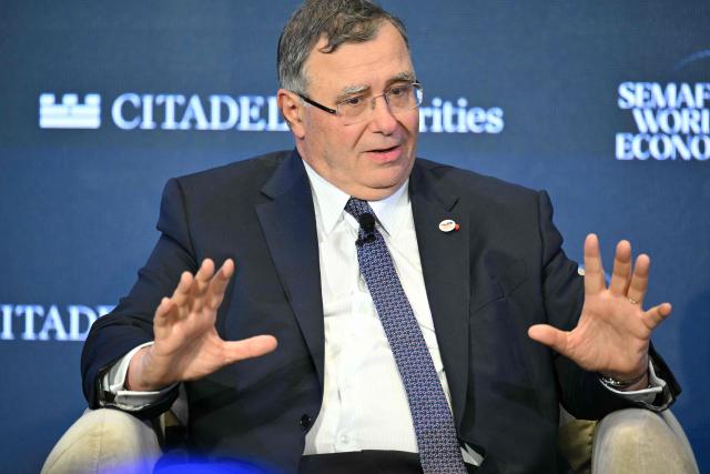 Patrick Pouyanne, CEO of TotalEnergies SE speaks during the Semafor World Economy Conference in Washington, DC, on April 13, 2026. (Photo by Mandel NGAN / AFP)