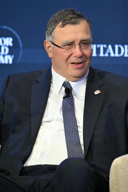 Patrick Pouyanne, CEO of TotalEnergies SE speaks during the Semafor World Economy Conference in Washington, DC, on April 13, 2026. (Photo by Mandel NGAN / AFP)