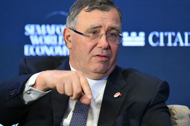 Patrick Pouyanne, CEO of TotalEnergies SE speaks during the Semafor World Economy Conference in Washington, DC, on April 13, 2026. (Photo by Mandel NGAN / AFP)