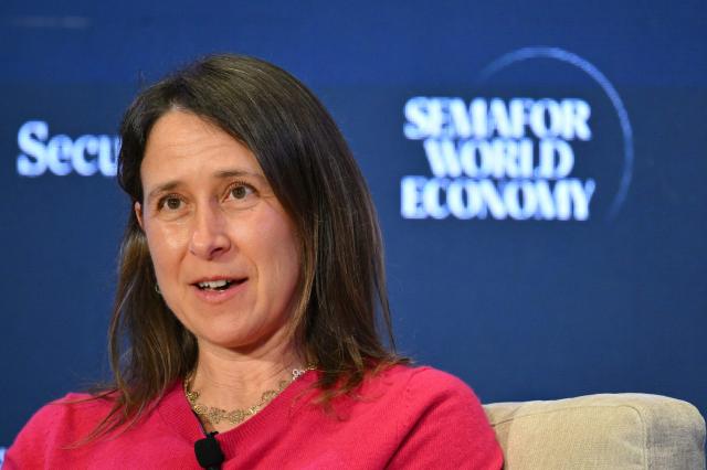 Anne Wojcicki, Founder & CEO, 23andMe Research Institute speaks during the Semafor World Economy 2026 conference in Washington, DC, April 13, 2026. (Photo by Mandel NGAN / AFP)