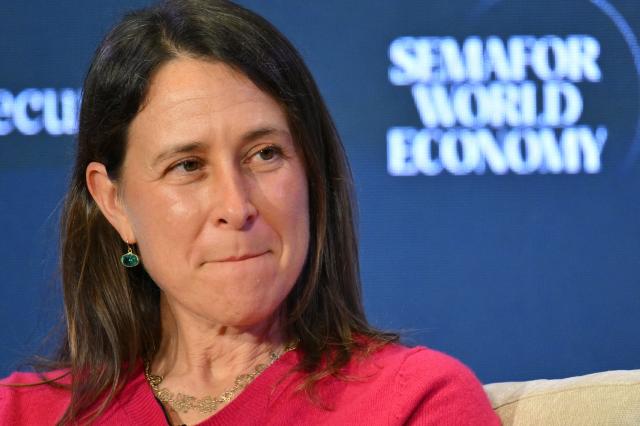 Anne Wojcicki, Founder & CEO, 23andMe Research Institute speaks during the Semafor World Economy 2026 conference in Washington, DC, April 13, 2026. (Photo by Mandel NGAN / AFP)