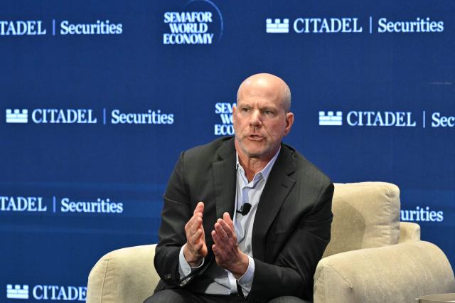 Jon Winkelried, CEO of TPG, speaks during the Semafor World Economy 2026 conference in Washington, DC, on April 13, 2026. (Photo by Mandel NGAN / AFP)