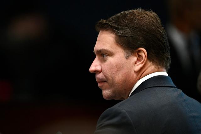 (FILES) Former General Director of the Brazilian Intelligence Agency Alexandre Ramagem attends a session of the Brazilian Supreme Court judging the participation of those accused of the attempted coup d'état in January 2023, in Brasilia, on June 10, 2025. US immigration officers on April 13, 2026 detained Brazil's former intelligence chief Alexandre Ramagem, who fled to the United States after being convicted for his role in a failed coup plot. Brazilian police said in a statement that US Immigration and Customs Enforcement had detained "a fugitive from Brazilian justice following his conviction for the crimes of armed criminal association, attempted coup d'etat, and the attempted violent abolition of the rule of law." (Photo by EVARISTO SA / AFP)