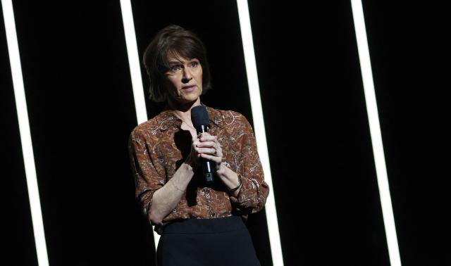 President of Sony Pictures Animation Kristine Belson speaks onstage during the Sony Pictures Entertainment Presentation & Opening Night at CinemaCon at The Colosseum at Caesars Palace on April 13, 2026 in Las Vegas, Nevada. (Photo by VALERIE MACON / AFP)