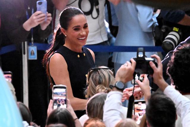 Meghan, the Duchess of Sussex, meets people at the Royal Children's Hospital in Melbourne on April 14, 2026. (Photo by William WEST / AFP)