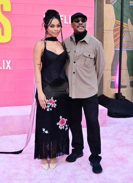US actress Bella Murphy and father US actor Eddie Murphy attend Netflix's "Roommates" premiere at the Egyptian Theater in Los Angeles, on April 13, 2026. (Photo by Frederic J. BROWN / AFP)