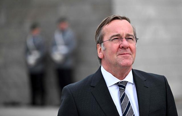 German Defence Minister Boris Pistorius waits for his guest, the Ukrainian Defence Minister, at the German Defence Ministry, on April 14, 2026 in Berlin. (Photo by RALF HIRSCHBERGER / AFP)