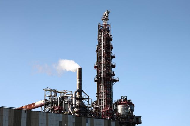 This photograph shows the industrial site of Fibre Excellence in Tarascon, south-eastern France on April 14, 2026, as two Fibre Excellence Group' sites in Tarascon and Saint-Gaudens face closure. The Fibre Excellence Group, a pulp paper producer, has announced that it will declare itself insolvent, but "remains convinced that a solution is still possible" for its future, based on progress made in discussions with the state. (Photo by Thibaud MORITZ / AFP)