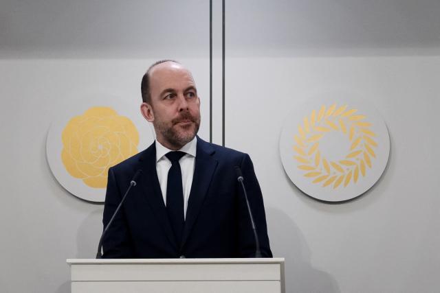 Dutch Deputy Prime Minister and Minister of Asylum and Migration Bart van den Brink attends a plenary session at the Senate regarding the asylum laws in The Hague on April 14, 2026. (Photo by Jeroen Jumelet / ANP / AFP) / Netherlands OUT