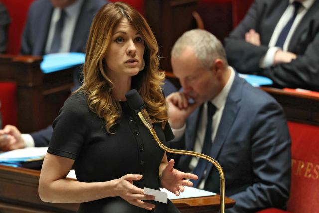 France's Government Spokesperson and junior Minister for Energy and Digital economy Maud Bregeon delivers a speech during a session of questions to the government at the National Assembly, France's lower house of parliament, in Paris on April 14, 2026. (Photo by Alain JOCARD / AFP)