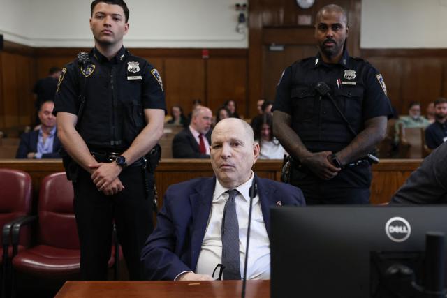 Former Hollywood film producer Harvey Weinstein appears in Manhattan Supreme Court during his retrial in New York City on April 14, 2026. The retrial of Weinstein on a rape charge on which a jury was previously deadlocked begins Tuesday, although he will remain imprisoned for other offenses regardless of the verdict. Weinstein is accused of the third-degree rape of Jessica Mann, who starred in the 2015 romantic commedy "This Isn't Funny." (Photo by ANGELA WEISS / POOL / AFP)