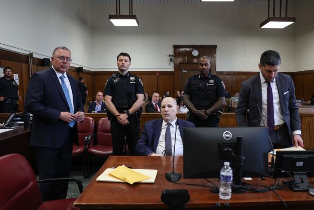 Former Hollywood film producer Harvey Weinstein appears in Manhattan Supreme Court during his retrial in New York City on April 14, 2026. The retrial of Weinstein on a rape charge on which a jury was previously deadlocked begins Tuesday, although he will remain imprisoned for other offenses regardless of the verdict. Weinstein is accused of the third-degree rape of Jessica Mann, who starred in the 2015 romantic commedy "This Isn't Funny." (Photo by ANGELA WEISS / POOL / AFP)