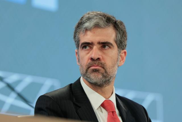 Bernardo Acosta, Alternate Executive Director of the IMF, attends a briefing on the Intergovernmental Group of Twenty-Four (G-24) at the 2026 IMF and World Bank Group Spring Meetings in Washington, DC, on April 14, 2026. (Photo by Kent Nishimura / AFP)