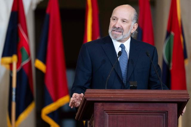 US Commerce Secretary Howard Lutnick speaks during the United States Holocaust Memorial Museum's National Commemoration of the Days of Remembrance ceremony on Capitol Hill in Washington, DC, on April 14, 2026. Days of Remembrance, held every year since 1979, commemorates the six million Jewish men, women, and children systematically murdered in the Holocaust and the survivors, as well as the millions of other victims of Nazi persecution. The event honors the American troops who fought to defeat Nazism and recognizes the US Army divisions that liberated concentration camps. (Photo by SAUL LOEB / AFP)