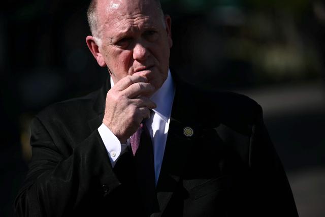White House 'border czar' Tom Homan speaks to the press at the White House in Washington, DC, on April 14, 2026. (Photo by Brendan SMIALOWSKI / AFP)
