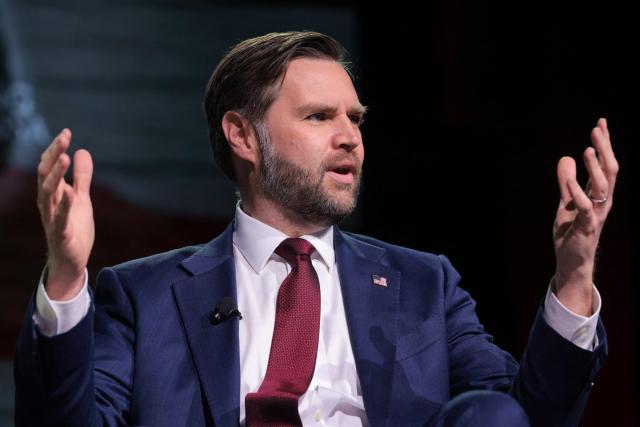 US Vice President JD Vance speaks during a Turning Point USA event at Akins Ford Arena at the Classic Center on April 14, 2026 in Athens, Georgia. Vance has continued to support TPUSA and its mission following the 2025 murder of the conservative student organization's founder and leader, far-right activist Charlie Kirk. (Photo by Chip Somodevilla / POOL / AFP)