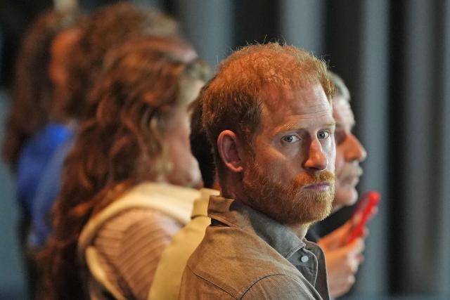 Britain's Prince Harry, Duke of Sussex, takes part in a Q&A session during a visit to a Movember event at Whitten Oval in Melbourne on April 15, 2026. (Photo by Jonathan Brady / POOL / AFP)