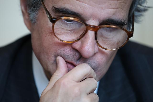 Director General of the International Atomic Energy Agency (IAEA) Rafael Grossi speaks during a press conference in Seoul on April 15, 2026. (Photo by KIM HONG-JI / POOL / AFP)