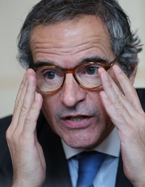 Director General of the International Atomic Energy Agency (IAEA) Rafael Grossi speaks during a press conference in Seoul on April 15, 2026. (Photo by KIM HONG-JI / POOL / AFP)