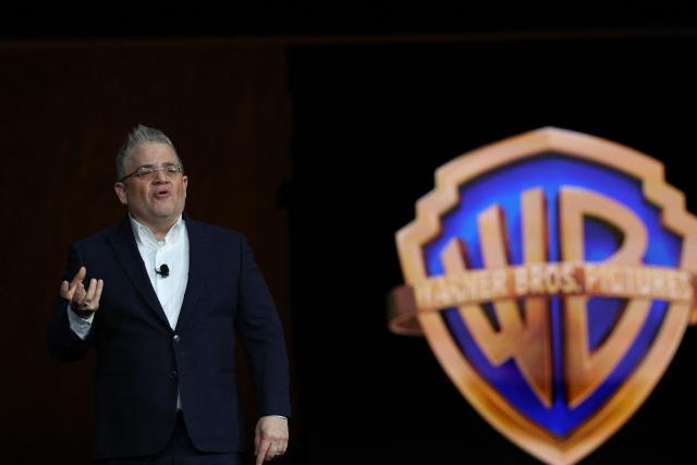US comedian Patton Oswalt speaks during Warner Bros presentation at CinemaCon at The Colosseum at Caesars Palace on April 14, 2026 in Las Vegas, Nevada. (Photo by VALERIE MACON / AFP)