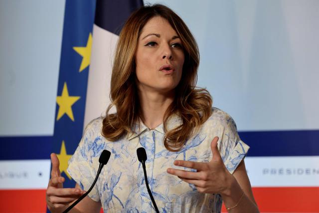 France's Government Spokesperson Maud Bregeon gives a press conference following the weekly cabinet meeting in Paris on April 15, 2026. (Photo by Ludovic MARIN / AFP)
