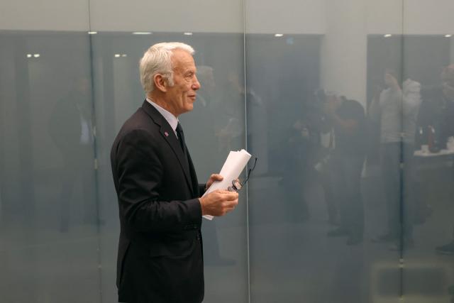 French union Movement of the Enterprises of France (MEDEF) President Patrick Martin arrives to hold a press conference on MEDEF’s initiatives ahead of the 2027 presidential election, in Paris on April 15, 2026. (Photo by Alain JOCARD / AFP)
